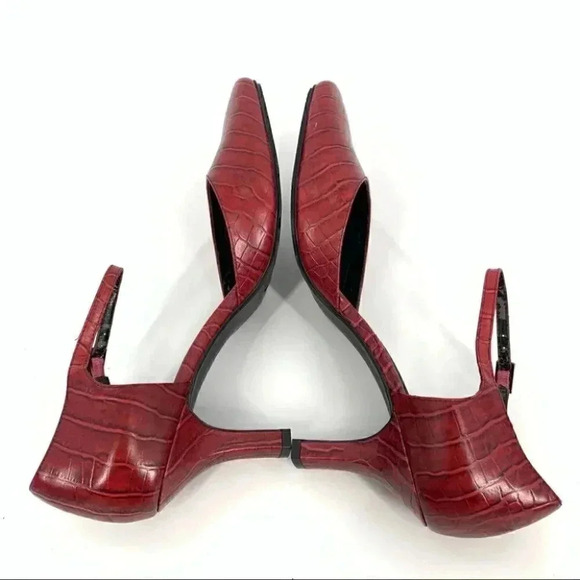 Easy spirit heels size 9.5 red leather tortoise print square toe vintage 90s - Picture 5 of 15